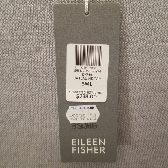 Eileen Fisher blouse 100% Linen Delave gray cream - Picture 4 of 8